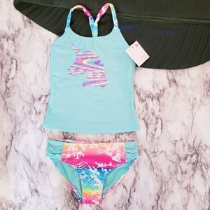 Tankini Swimsuit Top and Bottom Unicorn Tie Dye